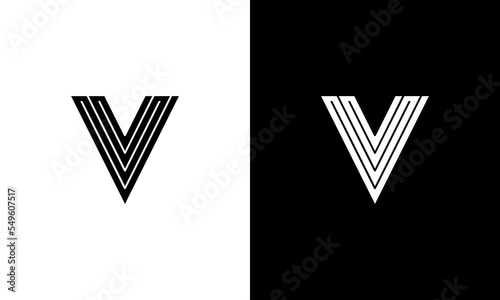  mono and /initial/letter/symbol/icon v or vv line art abstract modern logo design photo