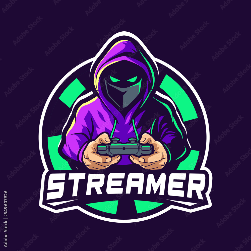 streamer gamer hooded mascot logo design vector with modern illustration style concept for badge, emblem and tshirt printing. gamer illustration for esport team.