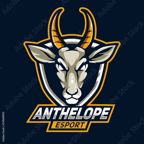 African antelope impala mascot logo design. Antelope head sport logo