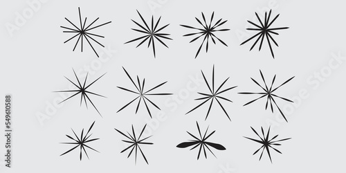 Set of lights  fireworks  vector for decoration in artwork  design. Black color  on gray background Work towards creative use.