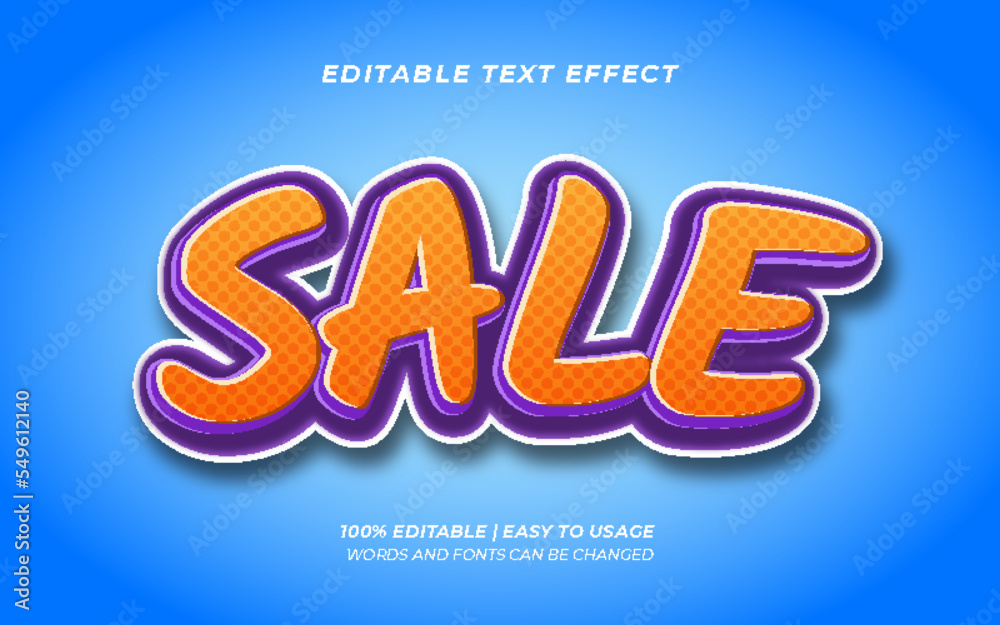 Sale text effect in trendy 3d style editable