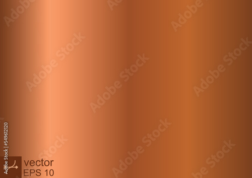Copper foil texture background. Brown color gradient. Golden shine metallic gradient template. Vector illustration isolated. EPS 10.