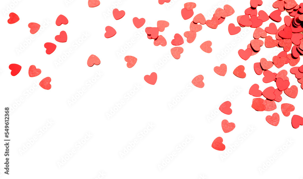 Red hearts confetti background for valentine isolated on transparency  photo png file - obrazy, fototapety, plakaty 