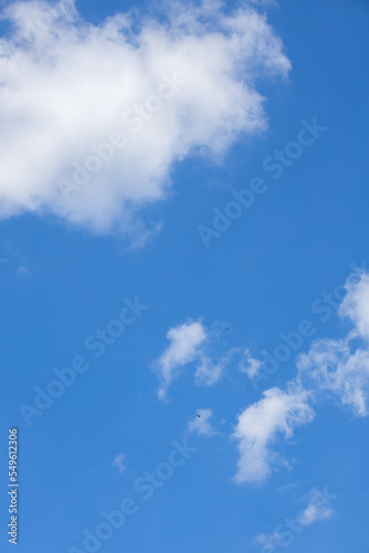 Clouds in the blue sky. Summer blue sky cloud gradient light white background. Beauty clear cloudy in sunshine calm bright winter air background. Gloomy vivid cyan landscape in environment day.