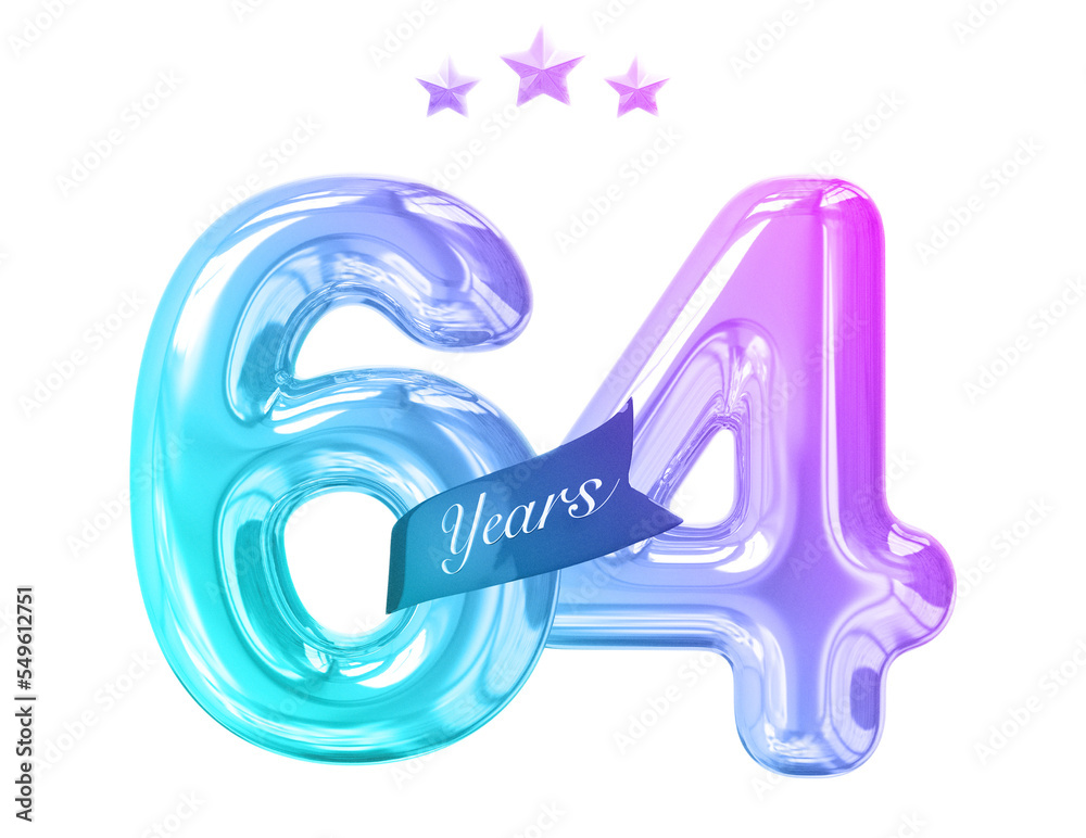 Obraz premium 64 years anniversary numbers gradient with generative AI