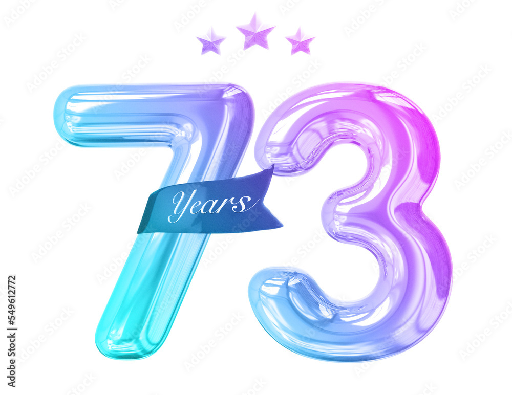 73 years anniversary numbers gradient with generative AI