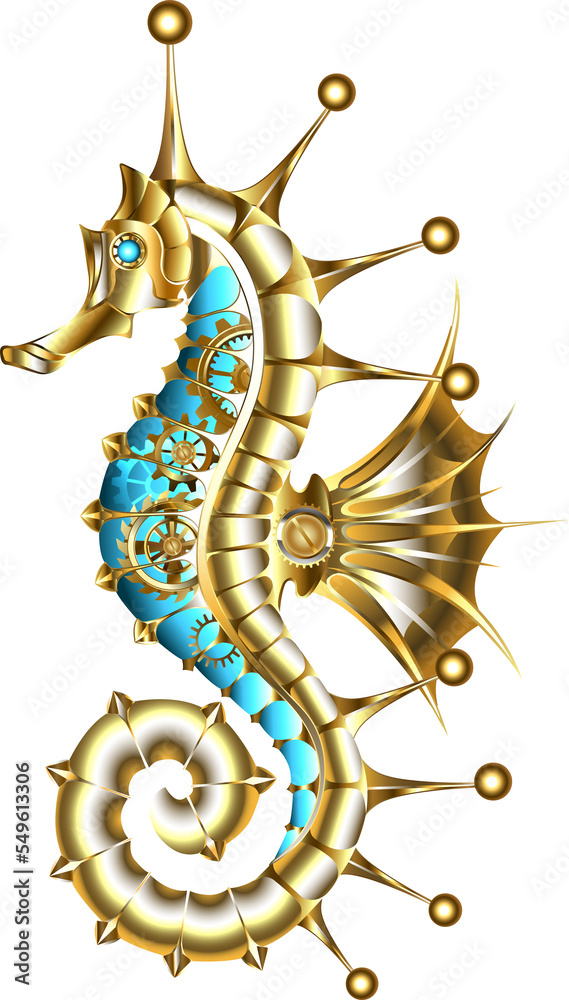 Gold Steampunk Seahorse