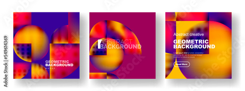 Vector set of abstract geometric posters designs. Collection of backgrounds, covers, templates, flyers, placards, brochures, banners