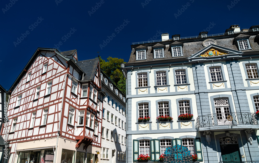 Traditional half-timbered houses of Monschau in North Rhine-Westphalia, Germany Traditional half-timbered houses of Monschau in North Rhine-Westphalia, Germany