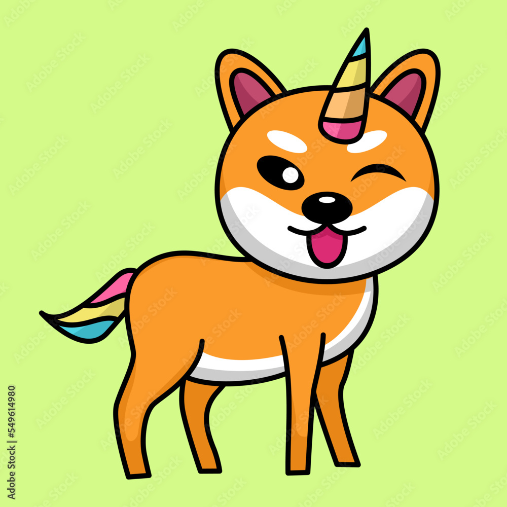 Vector illustration of cute shiba dog animal premium