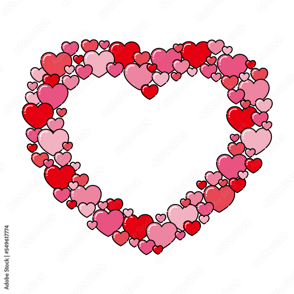 Obraz premium かわいい赤のツヤツヤハートのフレーム