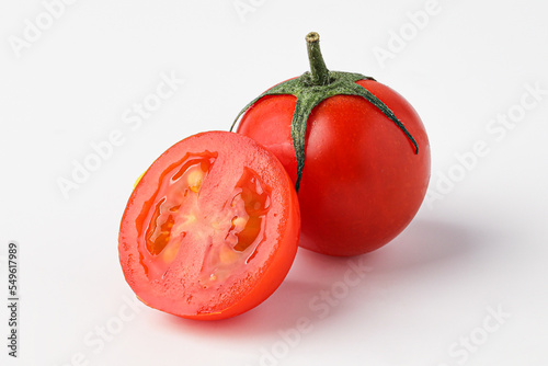 tomato, cherry tomato, mini tomato, small tomato, baby tomato isolated on white background