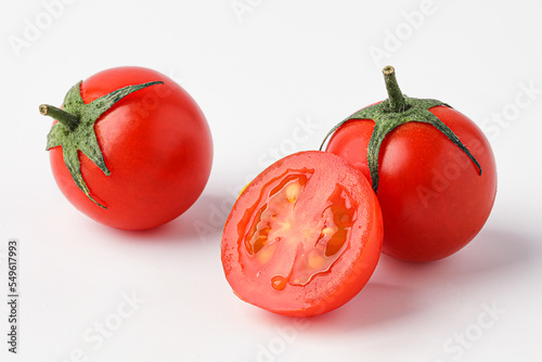 tomato, cherry tomato, mini tomato, small tomato, baby tomato isolated on white background