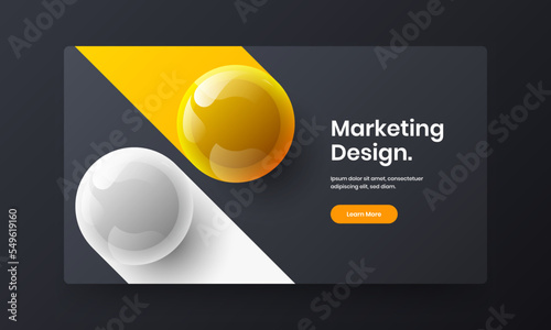 Modern book cover vector design concept. Amazing 3D spheres flyer template.