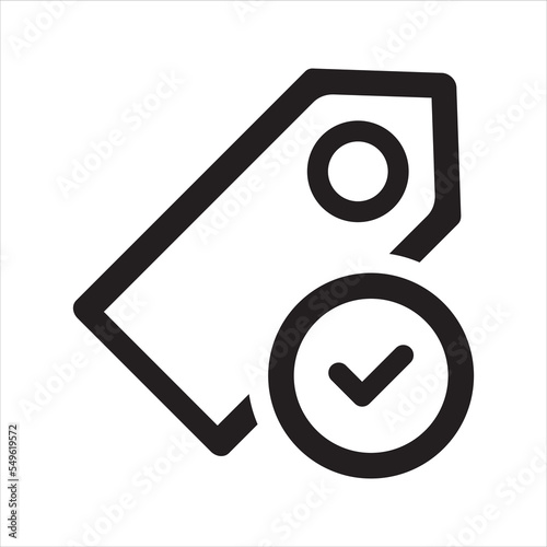 Check price tag icon. Vector and glyph