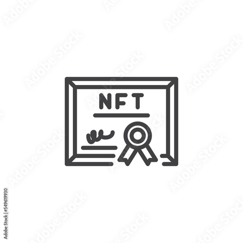 NFT ownership certificate line icon