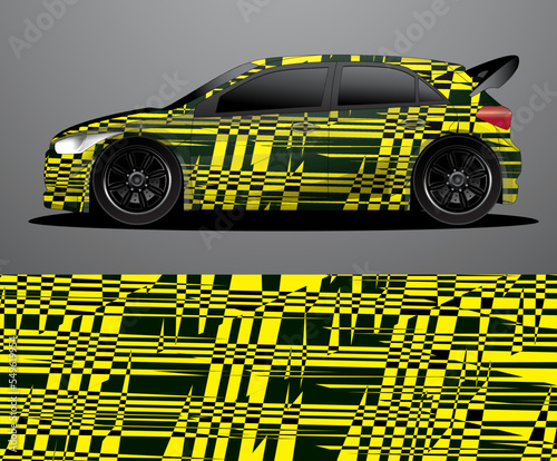 Rally car decal graphic wrap vector, abstract background