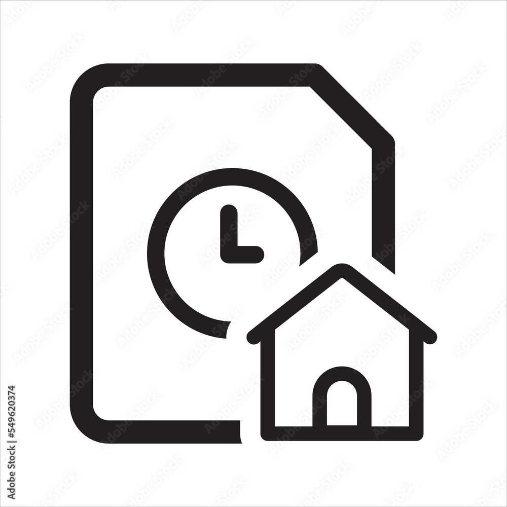 Home document time icon. Vector and glyph Home document time icon. Vector and glyph