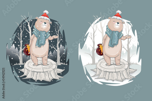 Christmas Winter Snow with Cute Bear