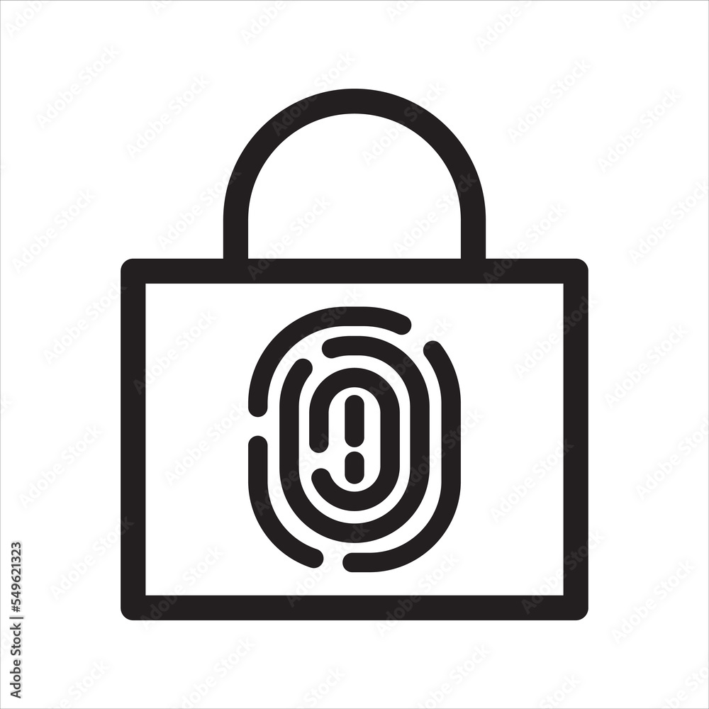 Key lock fingerprint access icon. App security icon. Vector and glyph Key lock fingerprint access icon. App security icon. Vector and glyph