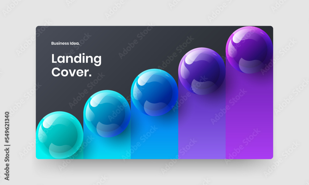 Abstract presentation design vector template. Simple 3D balls company brochure layout.
