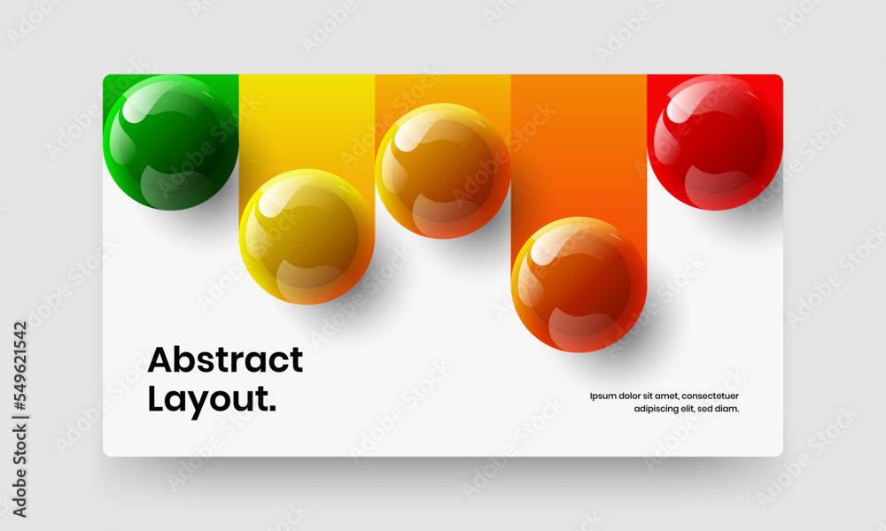 Simple 3D balls presentation template. Multicolored banner design vector layout.