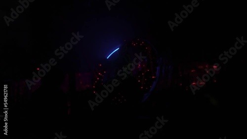 Cyberpunk Colorful laser light show in robot restaurant, Shinjuku, slow motion photo