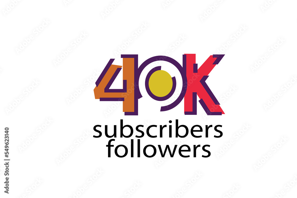 40K, 40.000 subscribers or followers blocks style with 3 colors on white background for social media and internet-vector 40K, 40.000 subscribers or followers blocks style with 3 colors on white background for social media and internet-vector