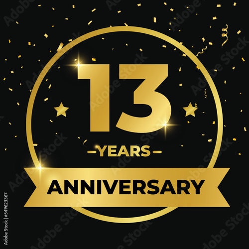 Anniversary labels design in golden gradient color. 