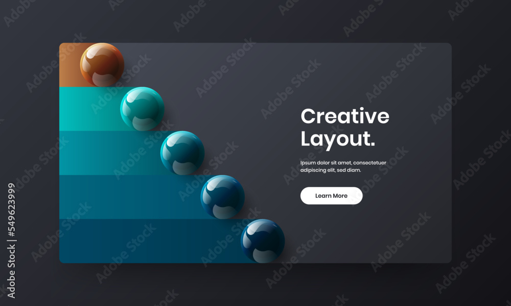 Premium realistic spheres brochure layout. Creative website vector design concept.