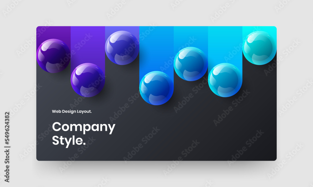 Simple realistic spheres banner concept. Clean company cover vector design template.