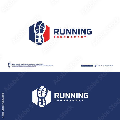 Running club logo template, Marathon tournament logptype, Sport team identity. Fitness, athlete training for life symbol, Creative lettering logo design.