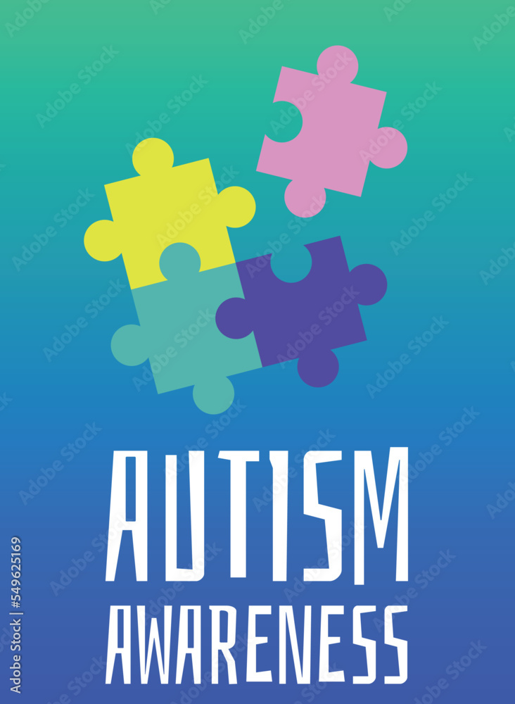 Autism awareness and information day banner with puzzle pieces, flat vector. Autism awareness and information day banner with puzzle pieces, flat vector.