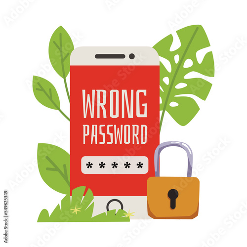 Wrong password and access denied banner flat vector illustration isolated.
