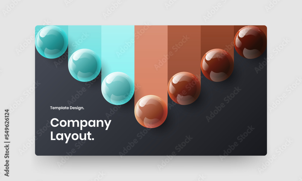Clean catalog cover vector design layout. Abstract realistic spheres corporate identity concept.