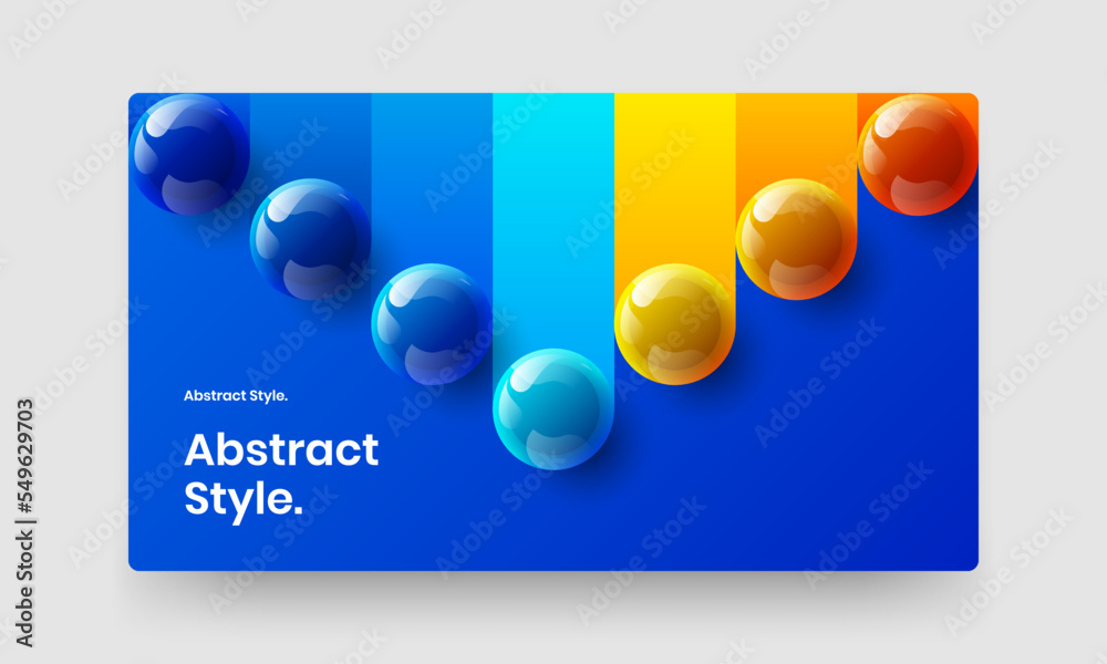 Simple realistic balls handbill concept. Geometric site screen design vector illustration.