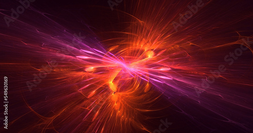 3D rendering abstract multicolor fractal light background