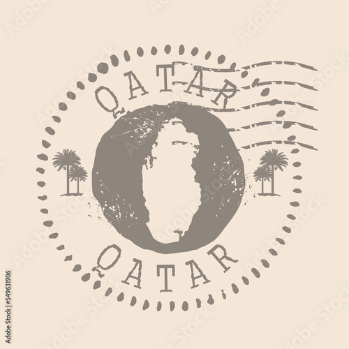 Stamp Postal of Qatar. Map Silhouette rubber Seal.  Design Retro Travel. Seal of Map Qatar grunge  for your design.  EPS10