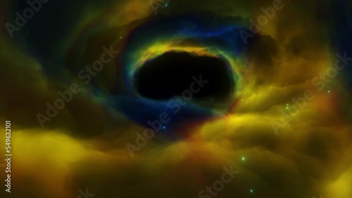 Nebula cloud Colorful seamless Loop animation. Night Flying over the cloud.