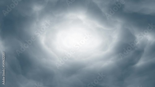 Nebula travel passing clouds.Camera Flying through the clouds and stars seamless loop animation