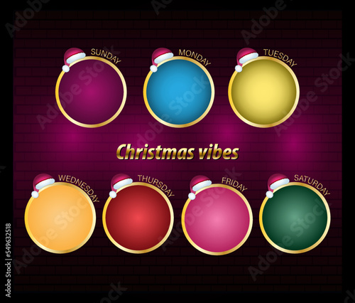 Christmas gold days circles on the neon wall