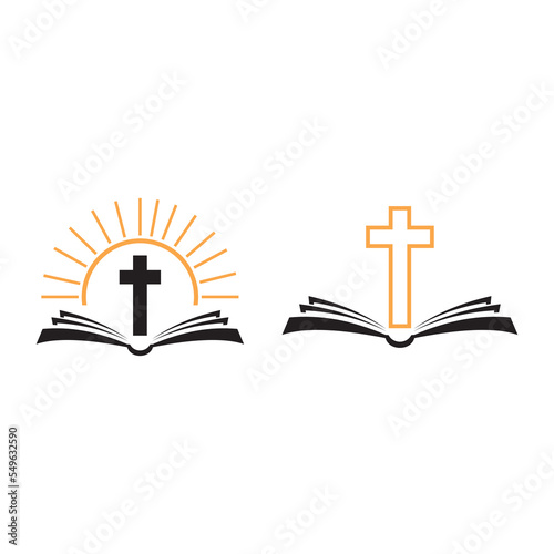 bible logo icon and christian cross