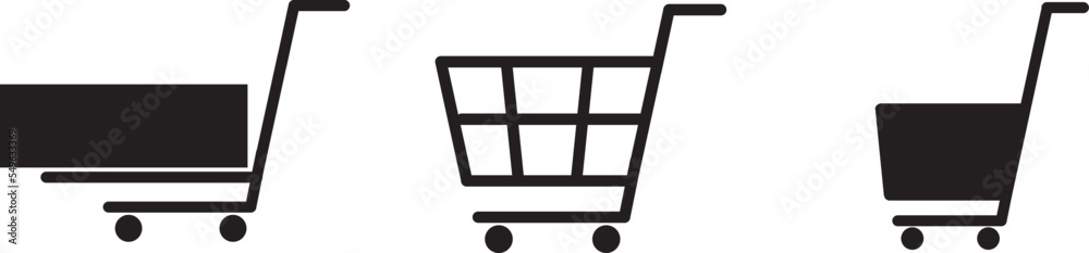 Shopping cart icon set, Full and empty shopping cart symbol, shop and sale, vector illustration Shopping cart icon set, Full and empty shopping cart symbol, shop and sale, vector illustration