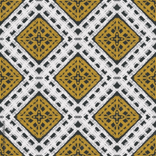 Ethnic abstract ikat art. Seamless pattern in tribal, folk embroidery, and Mexican style. Aztec geometric art ornament print.Design for carpet, wallpaper, clothing, wrapping, fabric, cover, textile