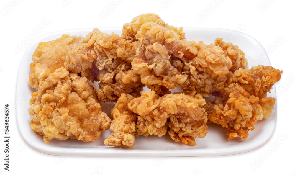 Fried chicken isolated on white dish With clipping path, Fried chicken on white background. Fried chicken isolated on white dish With clipping path, Fried chicken on white background.