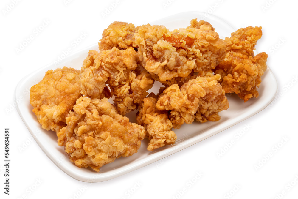 Fried chicken isolated on white dish With clipping path, Fried chicken on white background. Fried chicken isolated on white dish With clipping path, Fried chicken on white background.