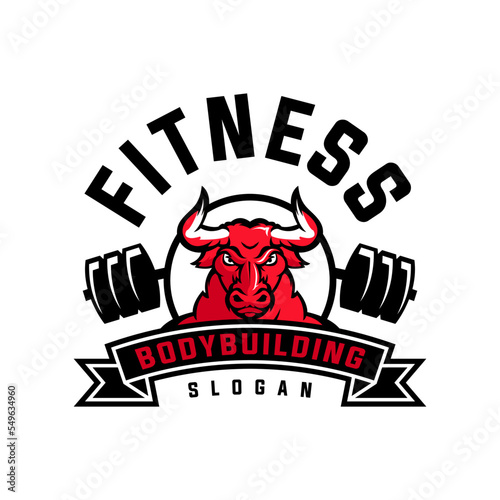 illustration of a black and white cap, fitness logo with Bull head mascot. Buffalo logo vector, shield symbol,  bull head vector, esport bull angry vector flat logo