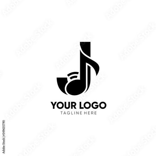 Initial J Music Note Logo Design Icon Vector Graphic Illustration photo