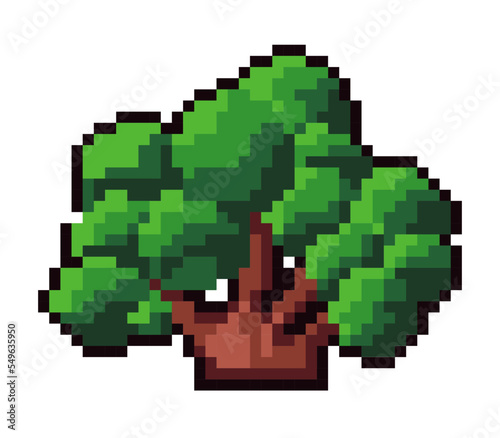 Pixelated bush, nature and forest in 8 bit game © Sonulkaster