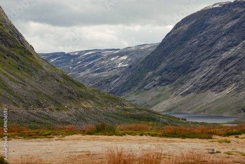 Troll path (way). The Trollstigen mountain route is a popular tourist road. The landscape of the Norwegian mountains all around. Norway, Scandinavia.